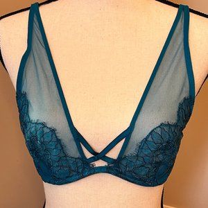 NWT Unlined Shimmer Full Coverage Bra Size 34C Color Turquoise
